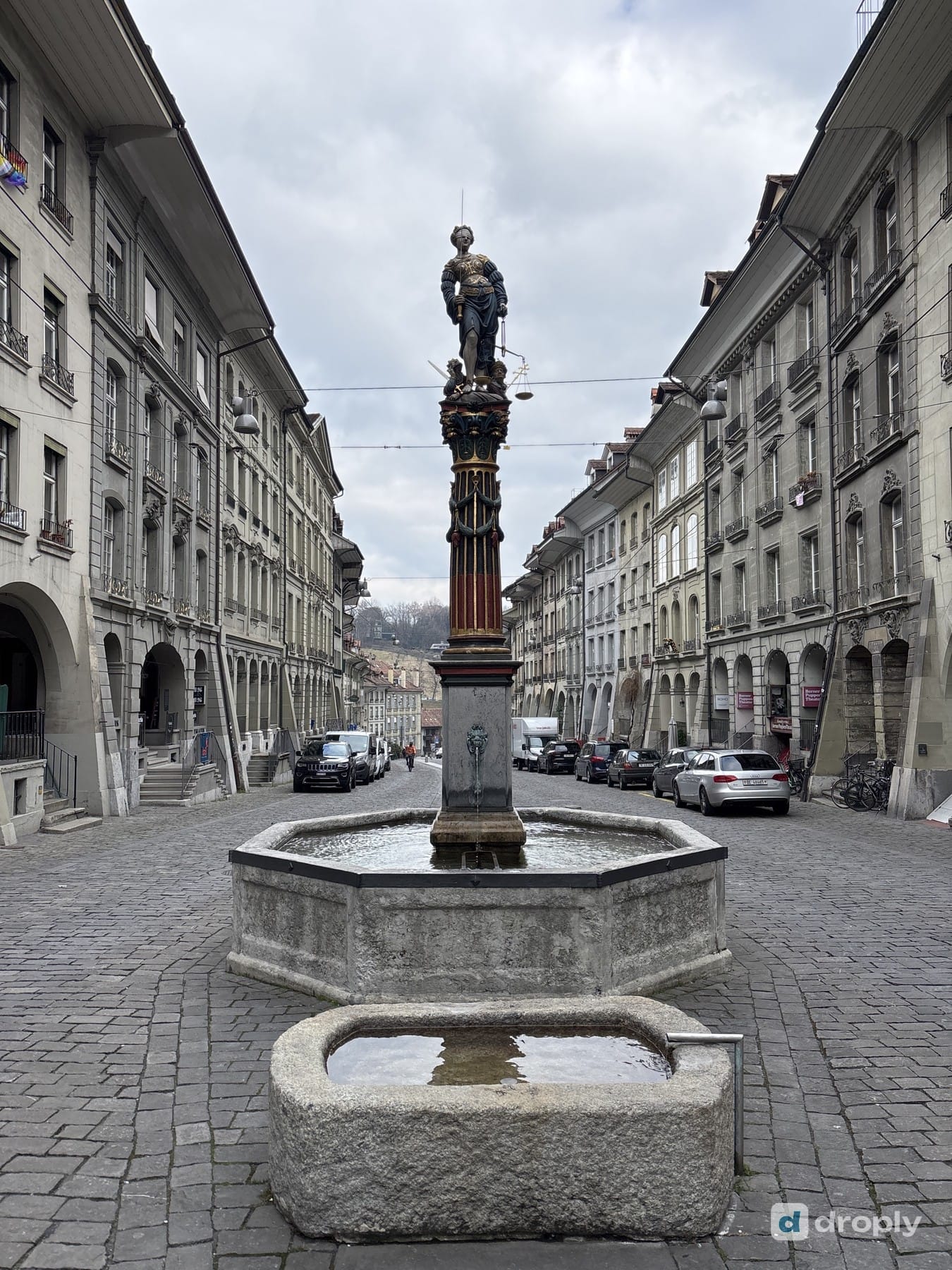 The Gerechtigkeitsbrunnen with Justitia on Gerechtigkeitsgasse in Bern