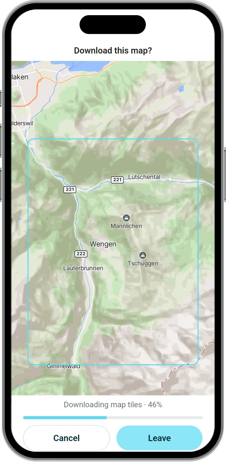 droply downloading a map area for offline use